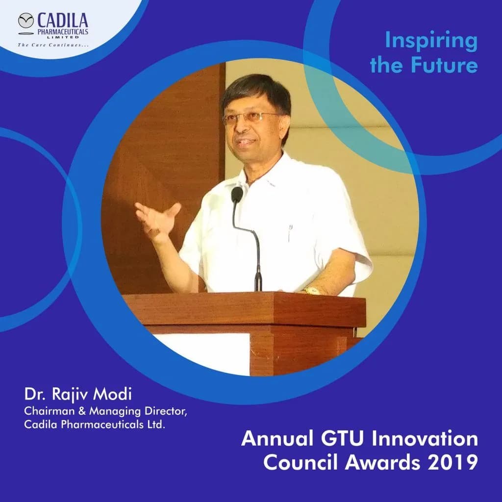 Dr. Rajiv Modi, CMD, Cadila Pharmaceuticals at the Annual GTU Innovation Council Awards